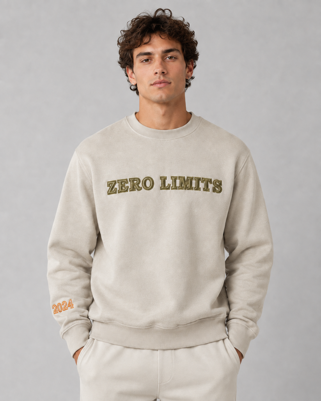 Textured Leather Appliqué Crewneck Production Sample