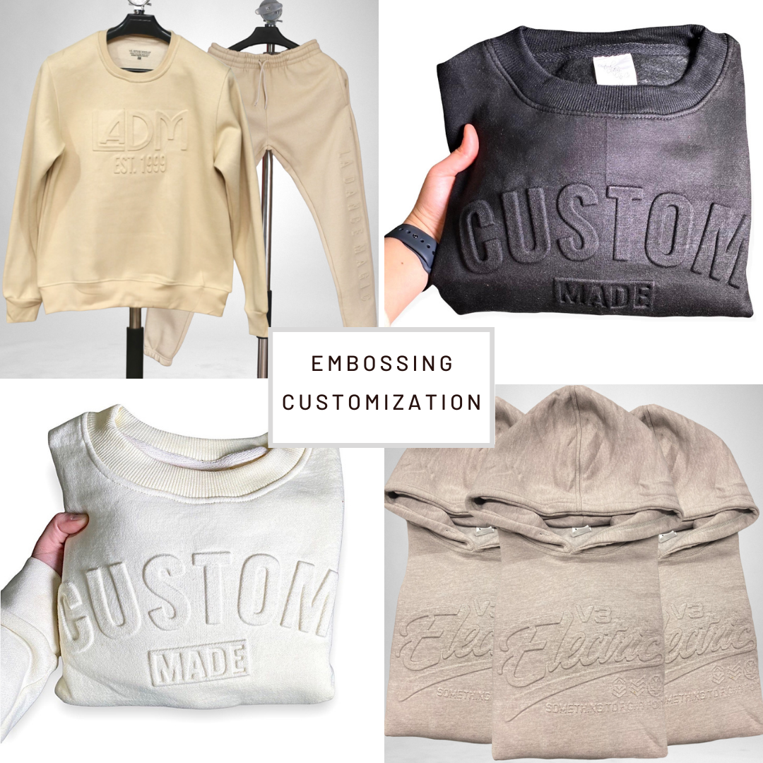 custom embossing, embossers, embossing, Embossed, Embossed sweatshirts, embossed jogger sets