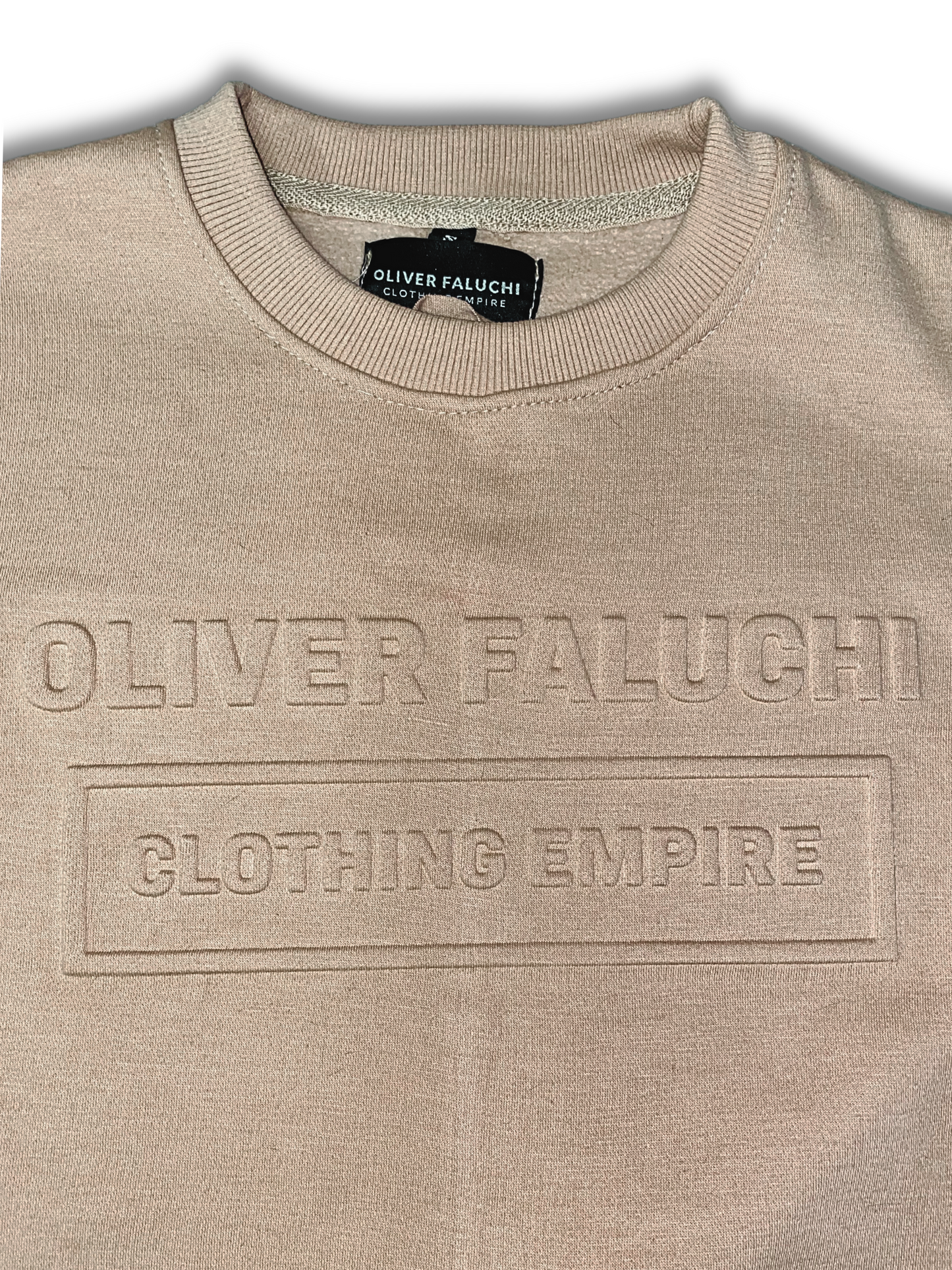 Embossing for crew neck sweaters, embossing for fleece crews, embossing for sweaters