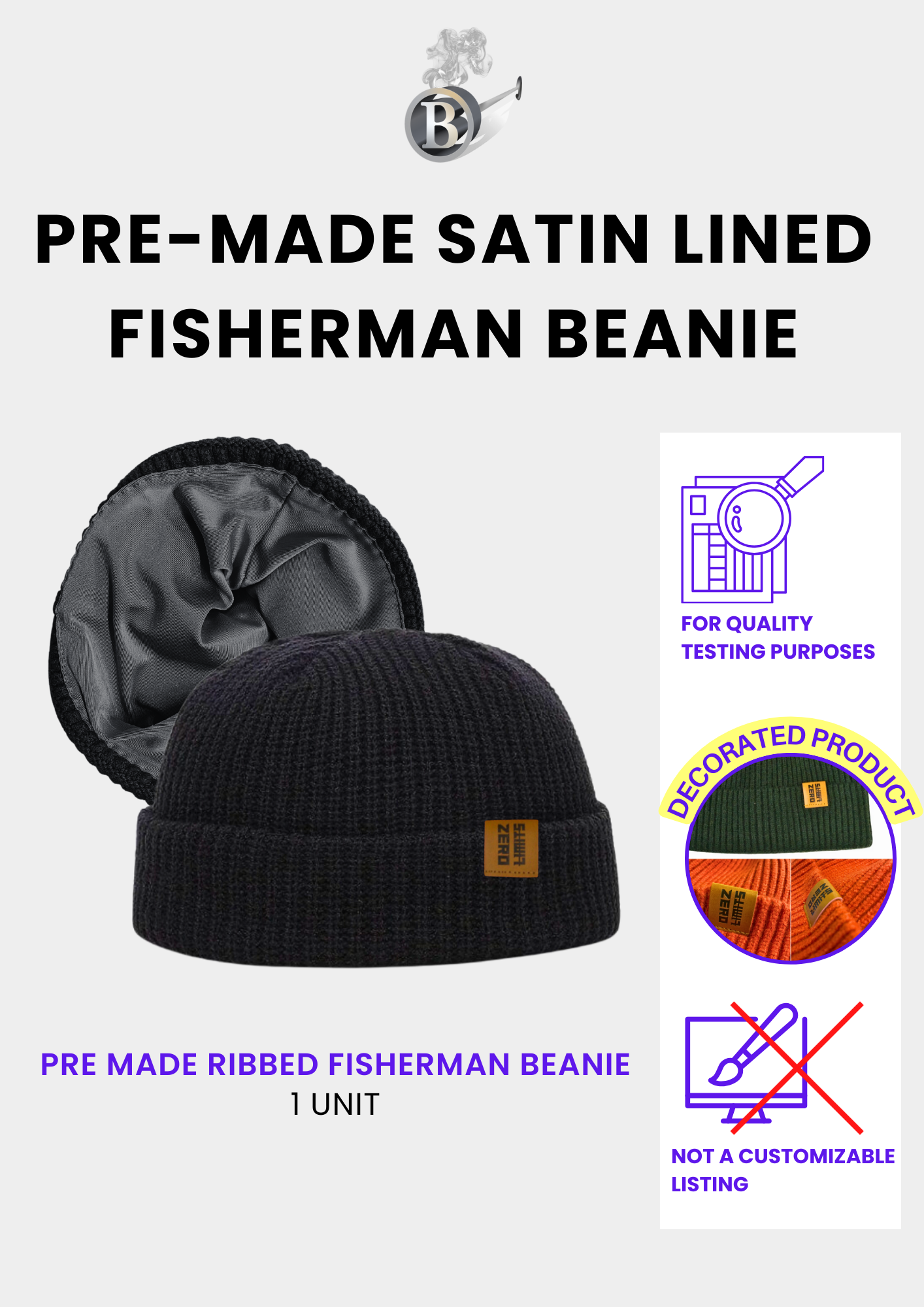 Beanie Sample (Satin Lined)
