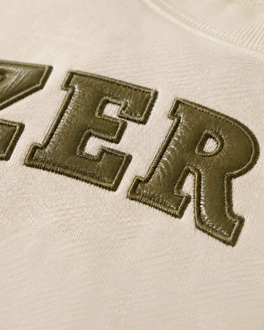 Textured Leather Appliqué Crewneck Production Sample